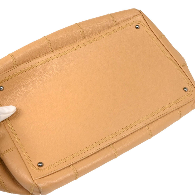 Chanel 2003-2004 Beige Caviar Choco Bar Handbag