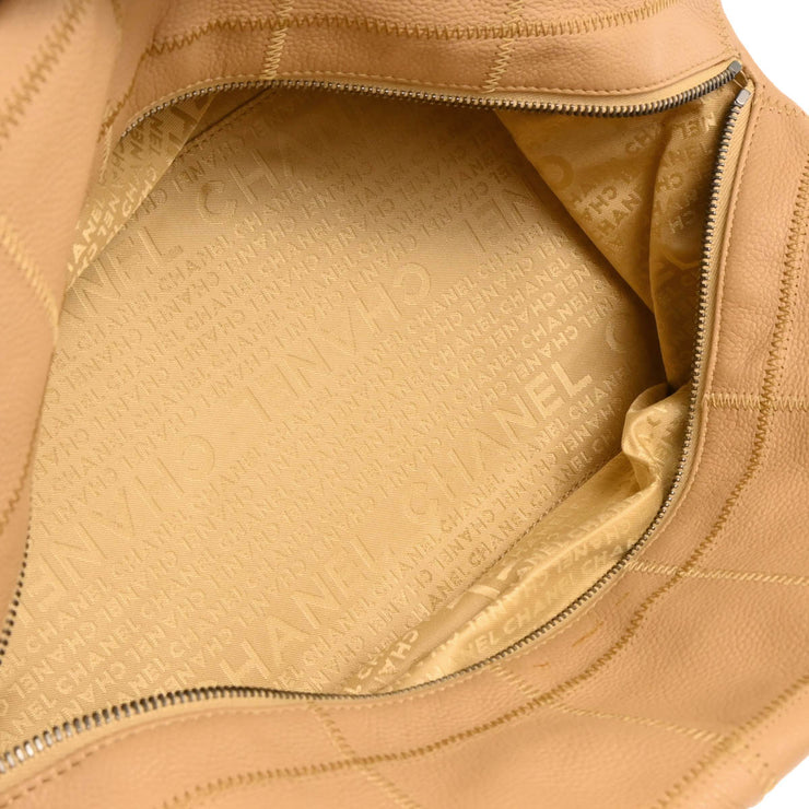 Chanel 2003-2004 Beige Caviar Choco Bar Handbag