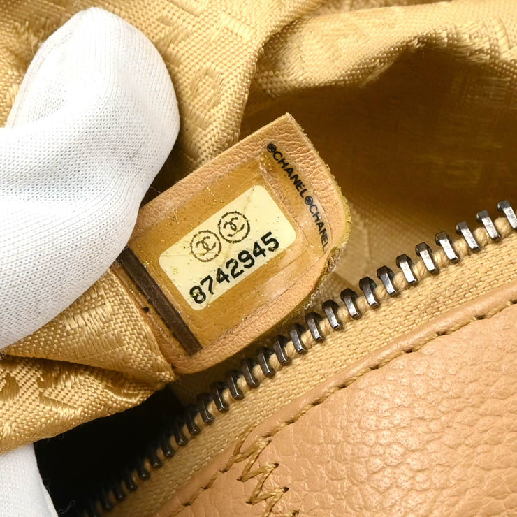 Chanel 2003-2004 Beige Caviar Choco Bar Handbag