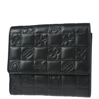Chanel Black Lambskin Icon Bifold Wallet