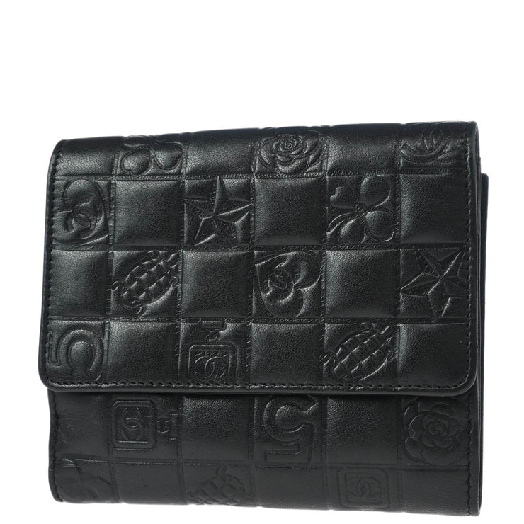 Chanel 2004-2005 Black Lambskin Icon Bifold Wallet