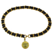 Chanel Gold Black Medallion Chain Belt 94A Small Good