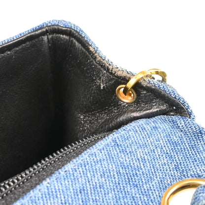 Chanel 1989-1991 Blue Denim Mini Classic Square Flap Shoulder Bag