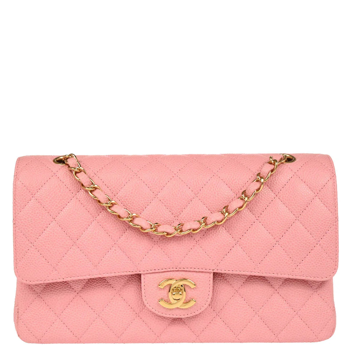 Chanel Pink Caviar Medium Classic Double Flap Shoulder Bag
