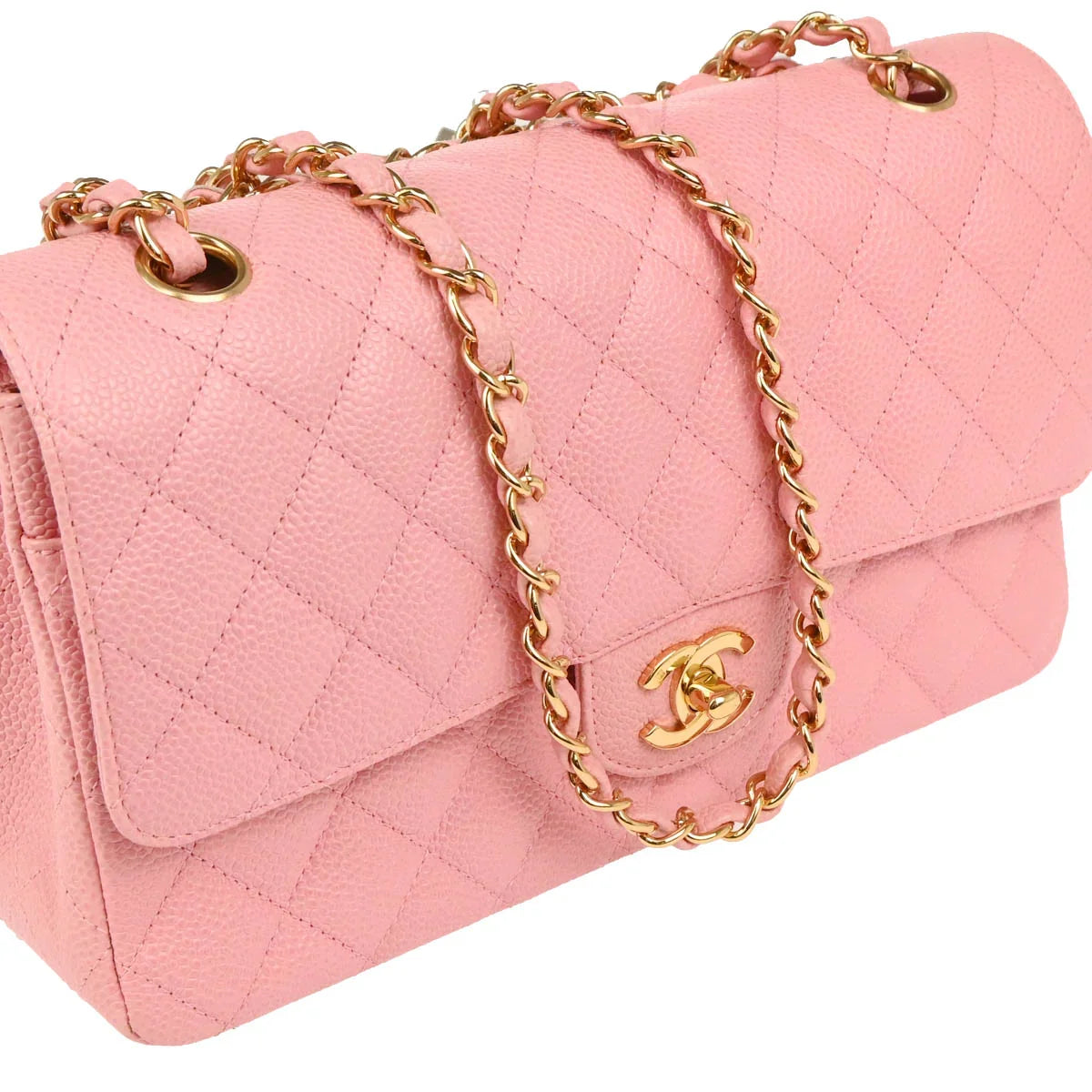 Chanel Pink Caviar Medium Classic Double Flap Shoulder Bag
