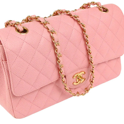 Chanel Pink Caviar Medium Classic Double Flap Shoulder Bag