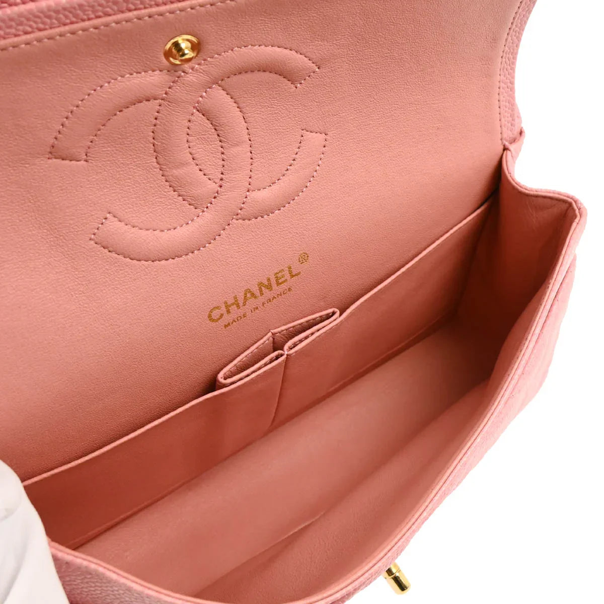 Chanel Pink Caviar Medium Classic Double Flap Shoulder Bag