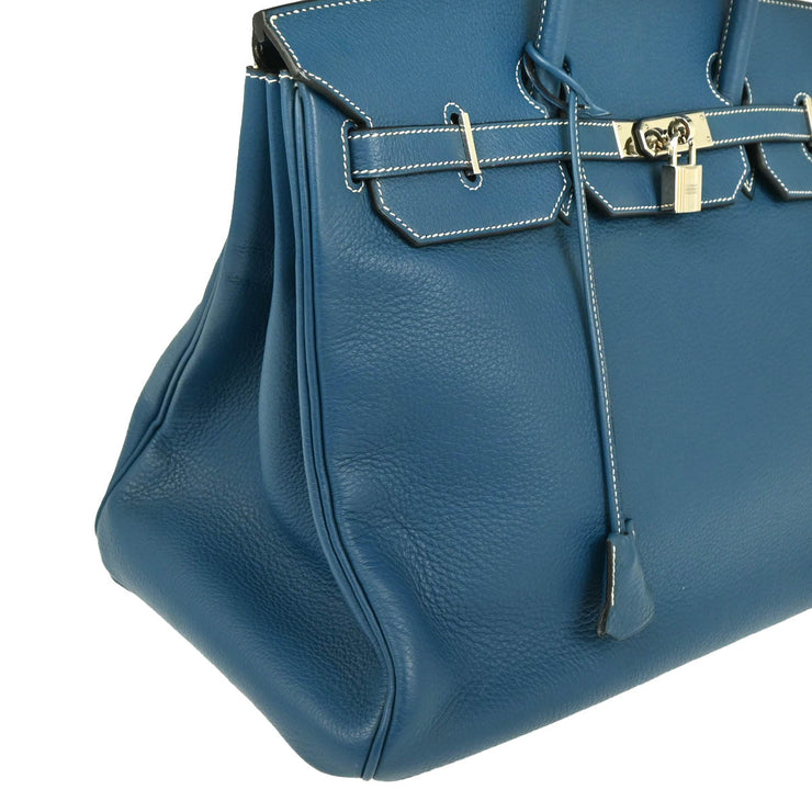 Hermes 2003 Blue Jean Taurillon Clemence Birkin 40 Handbag