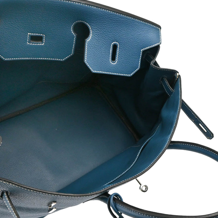 Hermes 2003 Blue Jean Taurillon Clemence Birkin 40 Handbag