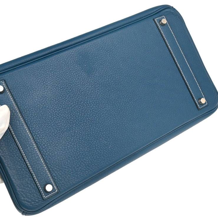 Hermes 2003 Blue Jean Taurillon Clemence Birkin 40 Handbag