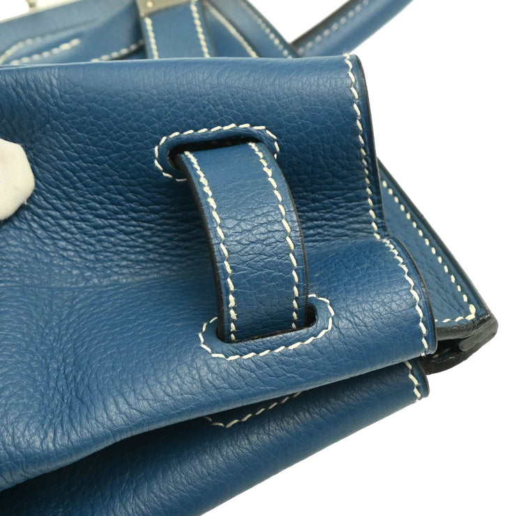 Hermes 2003 Blue Jean Taurillon Clemence Birkin 40 Handbag