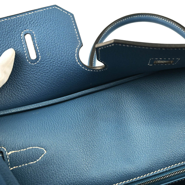 Hermes 2003 Blue Jean Taurillon Clemence Birkin 40 Handbag