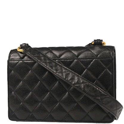 Chanel Black Caviar Straight Flap Shoulder Bag