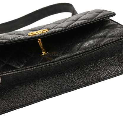 Chanel Black Caviar Straight Flap Shoulder Bag