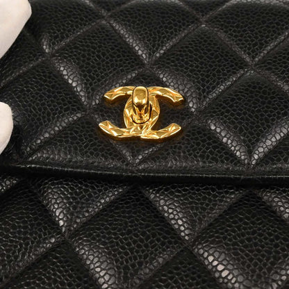 Chanel Black Caviar Straight Flap Shoulder Bag