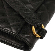 Chanel 1991-1994 Black Caviar Straight Flap Shoulder Bag
