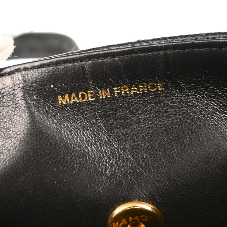 Chanel 1991-1994 Black Caviar Straight Flap Shoulder Bag