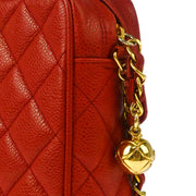 Chanel 1991-1994 Red Caviar Camera Bag Small