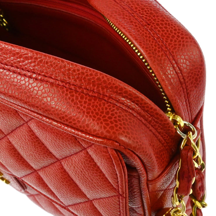 Chanel 1991-1994 Red Caviar Camera Bag Small