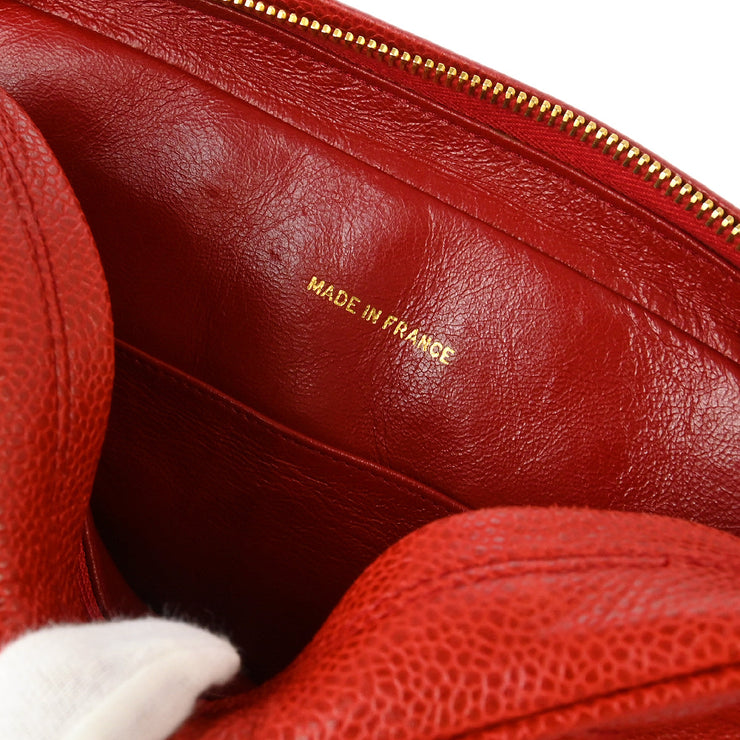 Chanel 1991-1994 Red Caviar Camera Bag Small