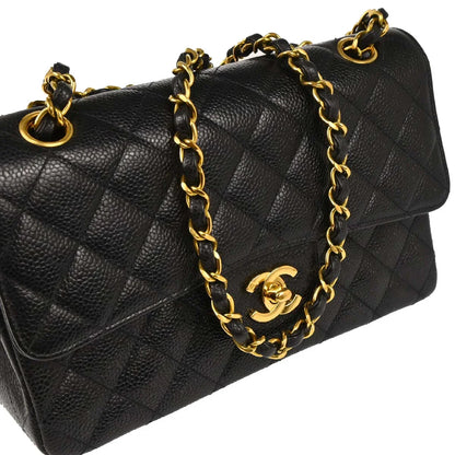 Chanel Black Caviar Small Classic Double Flap Shoulder Bag
