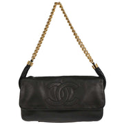 Chanel 2008-2009 Black Calfskin Straight Flap Shoulder Bag
