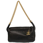 Chanel 2008-2009 Black Calfskin Straight Flap Shoulder Bag
