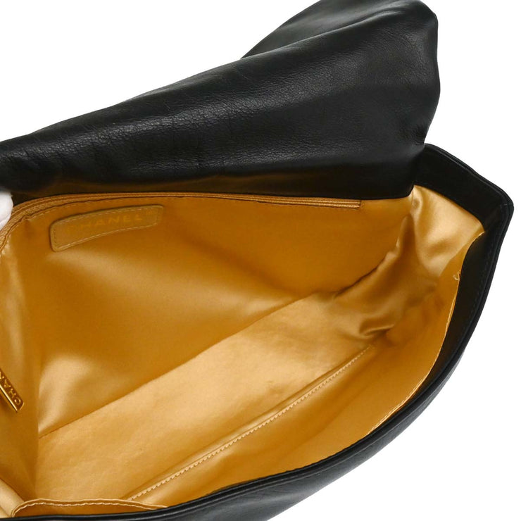 Chanel 2008-2009 Black Calfskin Straight Flap Shoulder Bag