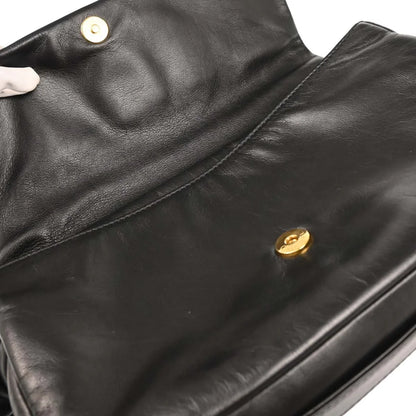 Chanel Black Calfskin Straight Flap Shoulder Bag