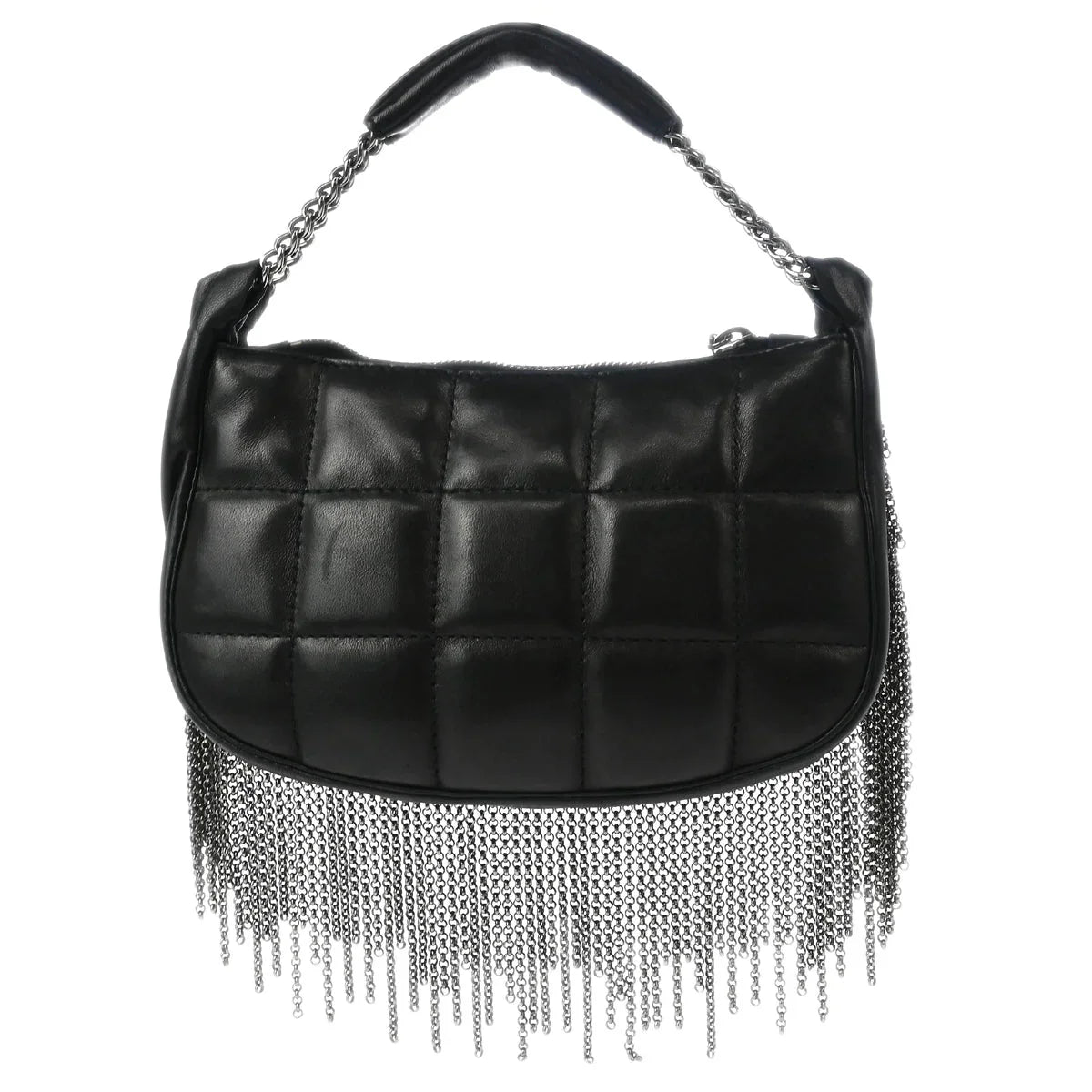 Chanel Black Lambskin Choco Bar Fringe Handbag