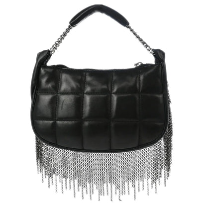 Chanel Black Lambskin Choco Bar Fringe Handbag