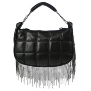 Chanel 2001-2003 Black Lambskin Choco Bar Fringe Handbag