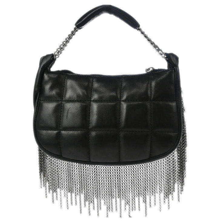 Chanel 2001-2003 Black Lambskin Choco Bar Fringe Handbag