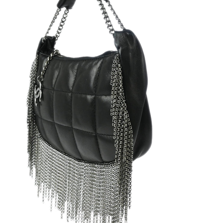 Chanel 2001-2003 Black Lambskin Choco Bar Fringe Handbag