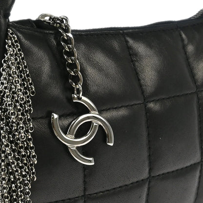 Chanel Black Lambskin Choco Bar Fringe Handbag