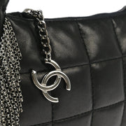Chanel 2001-2003 Black Lambskin Choco Bar Fringe Handbag