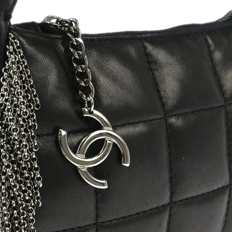 Chanel 2001-2003 Black Lambskin Choco Bar Fringe Handbag