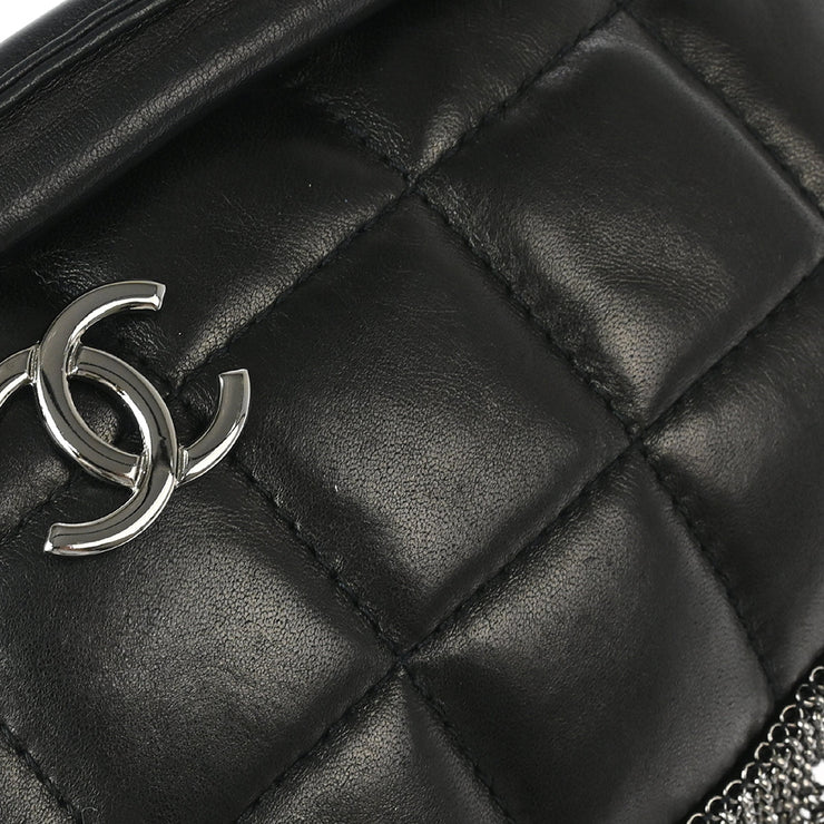 Chanel 2001-2003 Black Lambskin Choco Bar Fringe Handbag