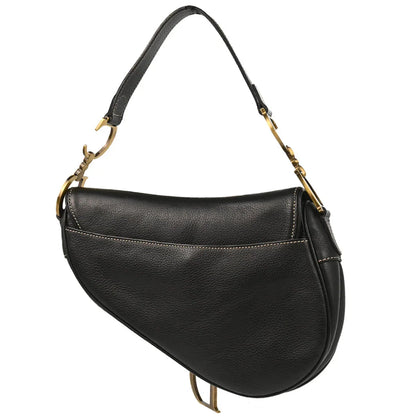 Christian Dior Black Leather Saddle Handbag