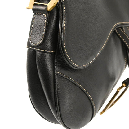 Christian Dior Black Leather Saddle Handbag