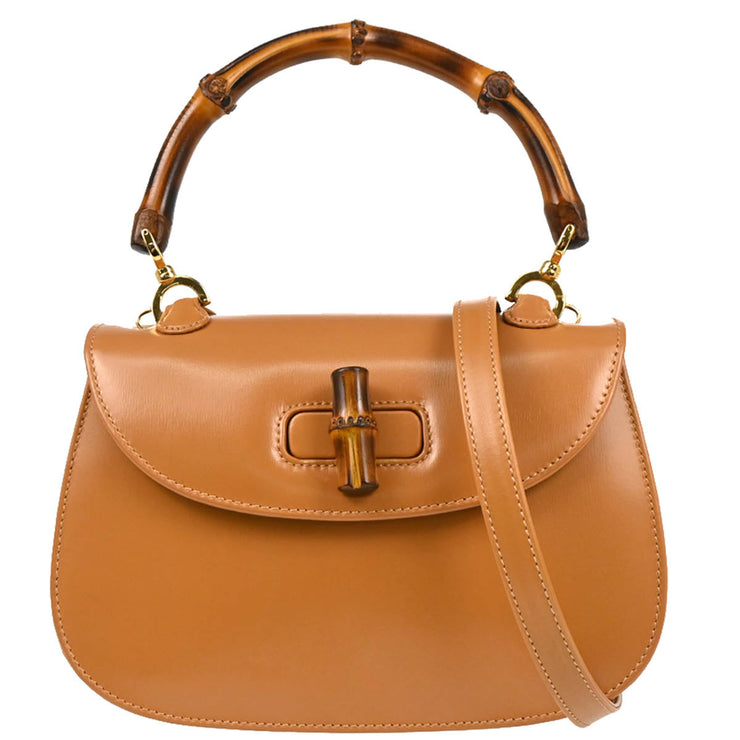 Gucci Brown Bamboo 2way Shoulder Handbag