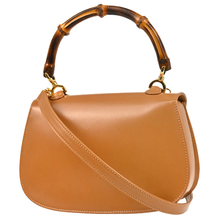 Gucci Brown Bamboo 2way Shoulder Handbag