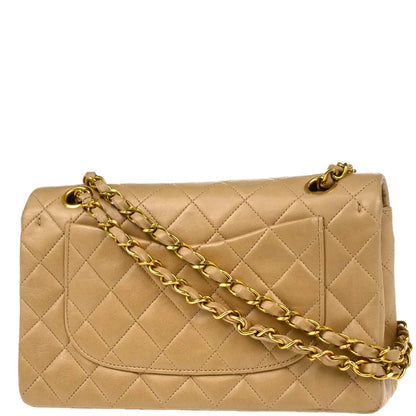 Chanel Beige Lambskin Small Classic Double Flap Shoulder Bag