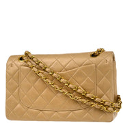 Chanel 1994-1996 Beige Lambskin Small Classic Double Flap Shoulder Bag