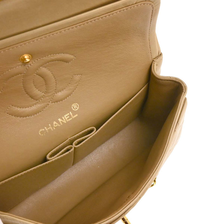 Chanel 1994-1996 Beige Lambskin Small Classic Double Flap Shoulder Bag