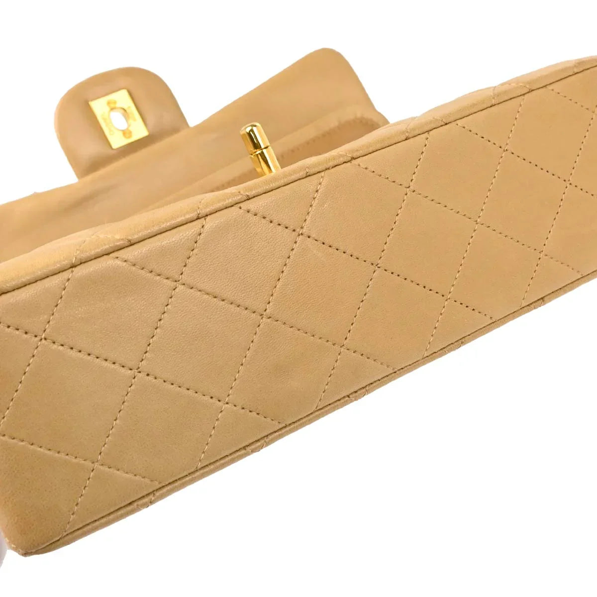 Chanel Beige Lambskin Small Classic Double Flap Shoulder Bag