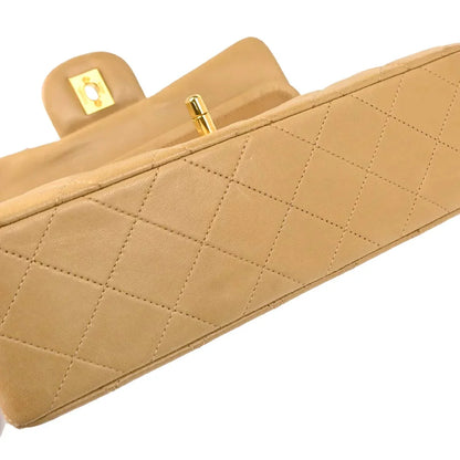 Chanel Beige Lambskin Small Classic Double Flap Shoulder Bag