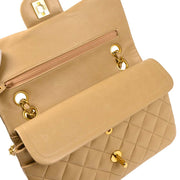 Chanel 1994-1996 Beige Lambskin Small Classic Double Flap Shoulder Bag
