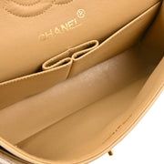Chanel 1994-1996 Beige Lambskin Small Classic Double Flap Shoulder Bag