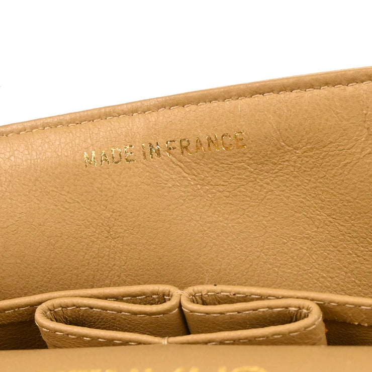 Chanel 1994-1996 Beige Lambskin Small Classic Double Flap Shoulder Bag